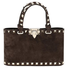 Valentino Garavani Rockstud Top Handle Bag — Brown