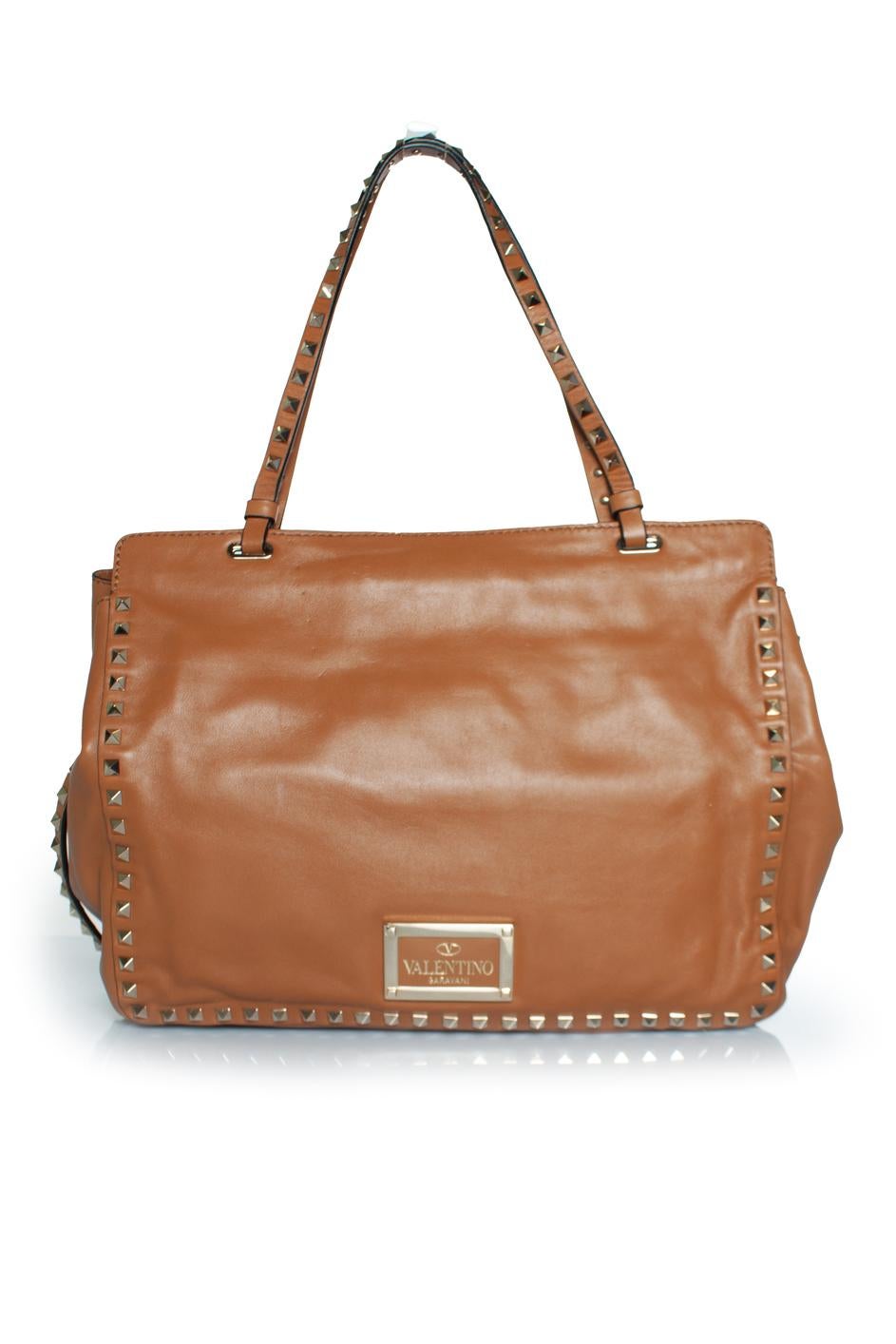 Women's Valentino Garavani, Rockstud tote in camel For Sale