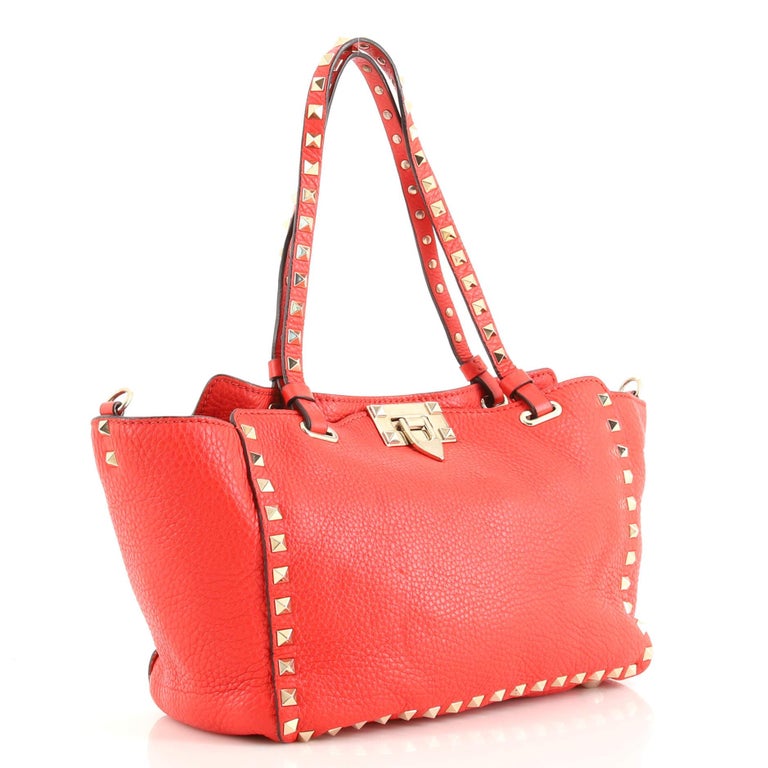 Valentino Garavani Rockstud Tote Pebbled Leather Small For Sale at 1stDibs