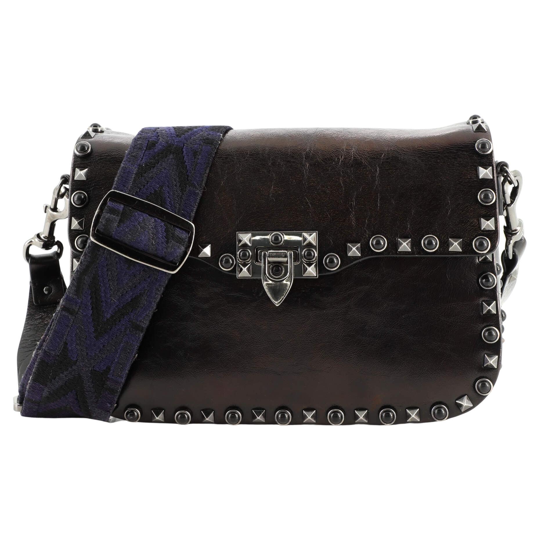 Valentino Garavani Rolling Rockstud Crossbody Bag Leather with Cabochons  For Sale at 1stDibs