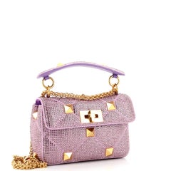 Valentino Garavani Roman Stud Flap Bag Embellished Suede Small