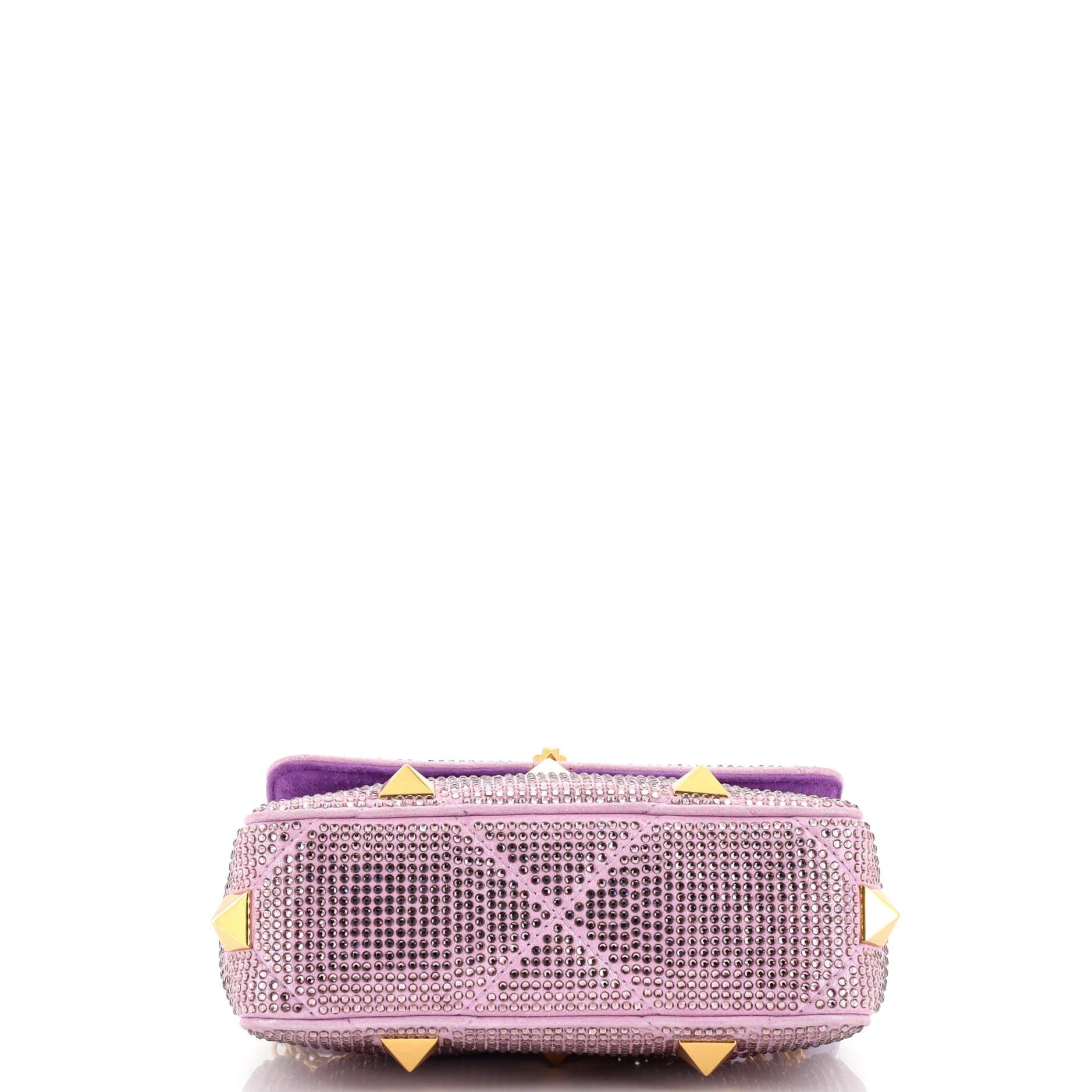 Valentino Garavani Roman Stud Flap Bag Embellished Suede Small In Good Condition For Sale In NY, NY