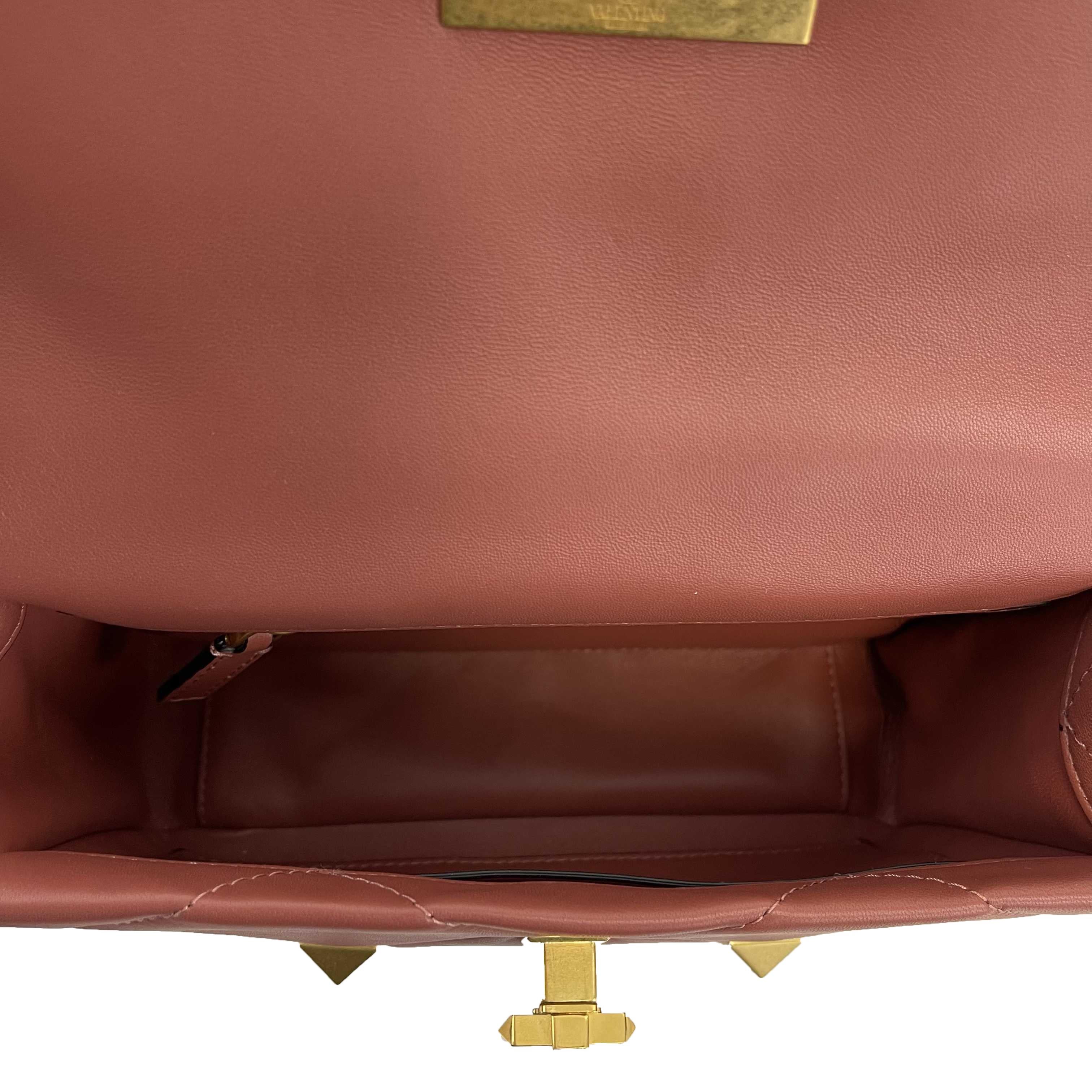 Valentino Garavani Roman Stud Medium Quilted - Ginger - Top Handle Shoulder Bag For Sale 3