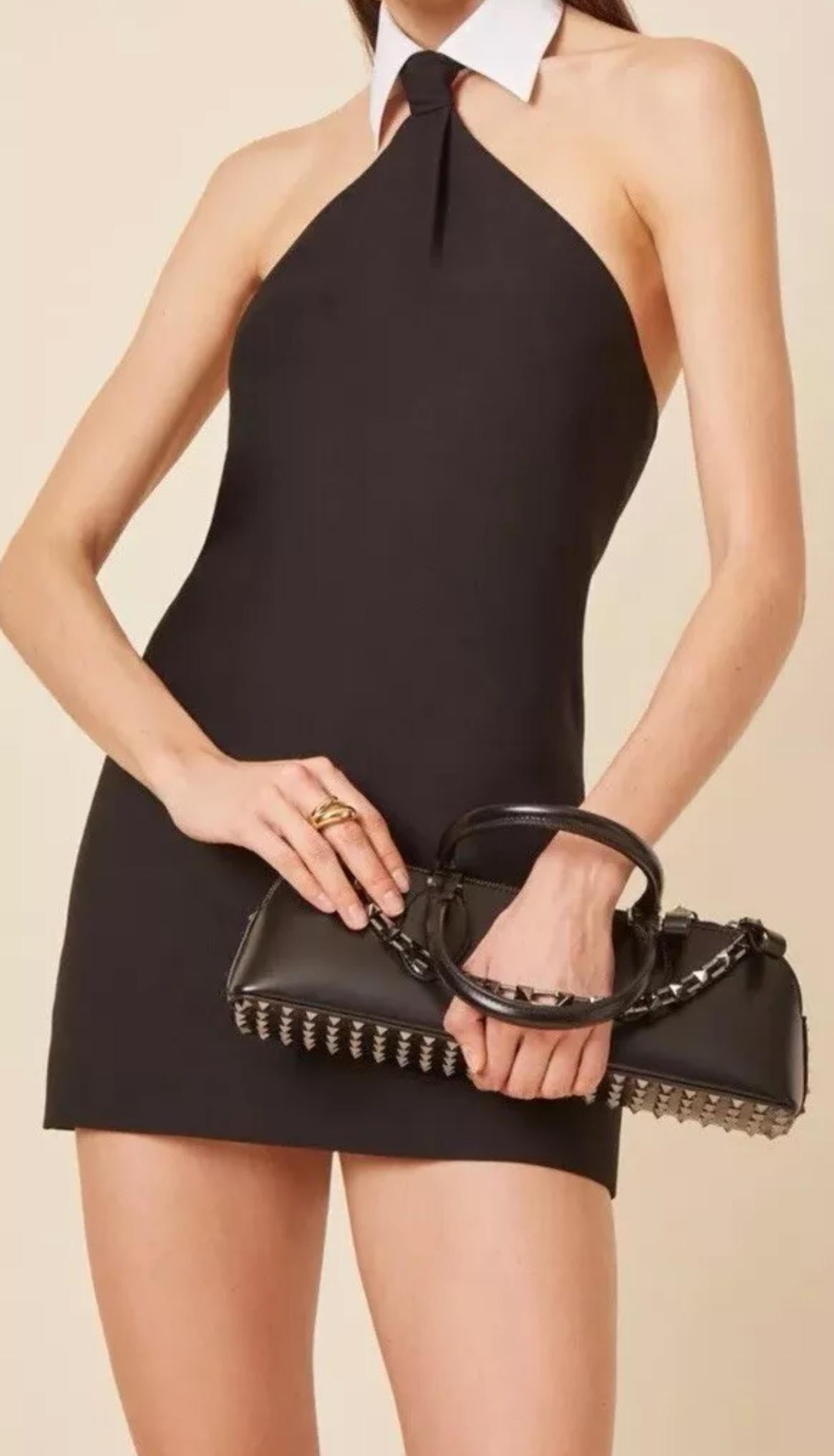 Women's VALENTINO GARAVANI Runway F/W 2023 Black Tie Collection Mini Dress  NWT IT 42
