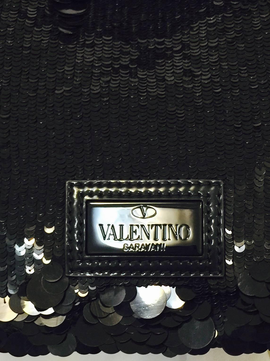 Women's  Valentino Garavani Sequined Shoulder Bag with Patent Trim 