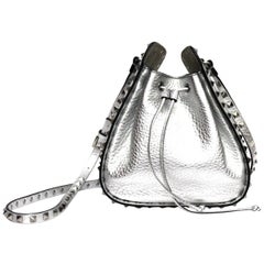 Valentino Garavani Silver Lambskin  Bucket Bag
