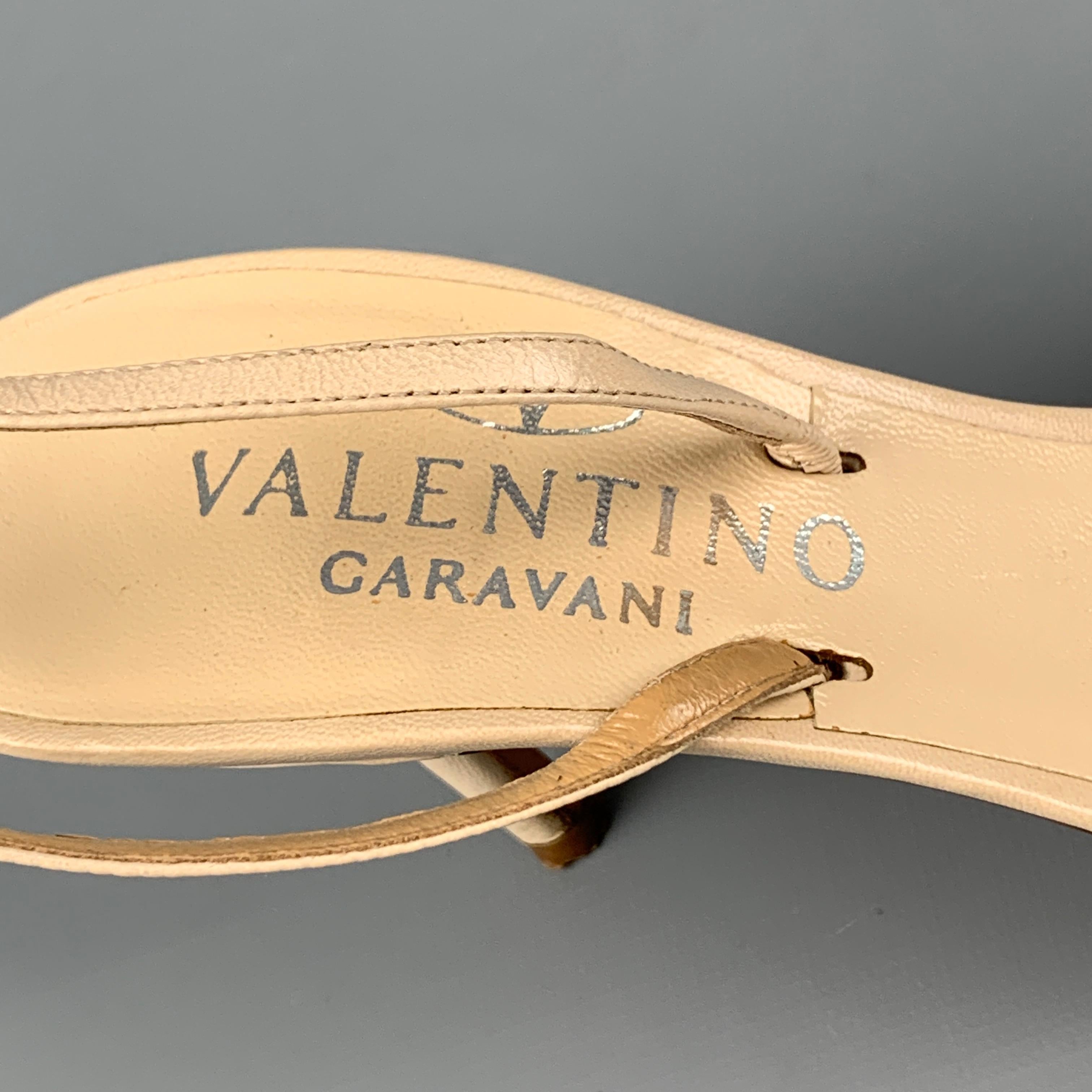 VALENTINO GARAVANI Size 7 Beige Leather Slingback Sandals 2