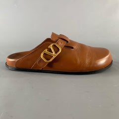 VALENTINO GARAVANI Größe 9 Braun Solide Leder Slip On Sandalen