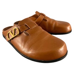 VALENTINO GARAVANI Größe 9 Braun Solide Leder Slip On Sandalen