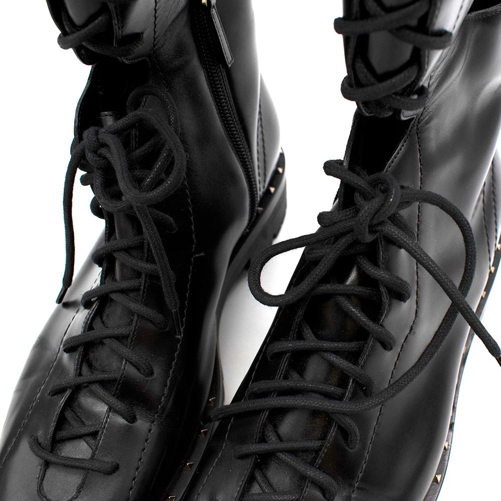 Valentino Garavani Soul Rockstud Black Combat Boots 38 In Excellent Condition In London, GB