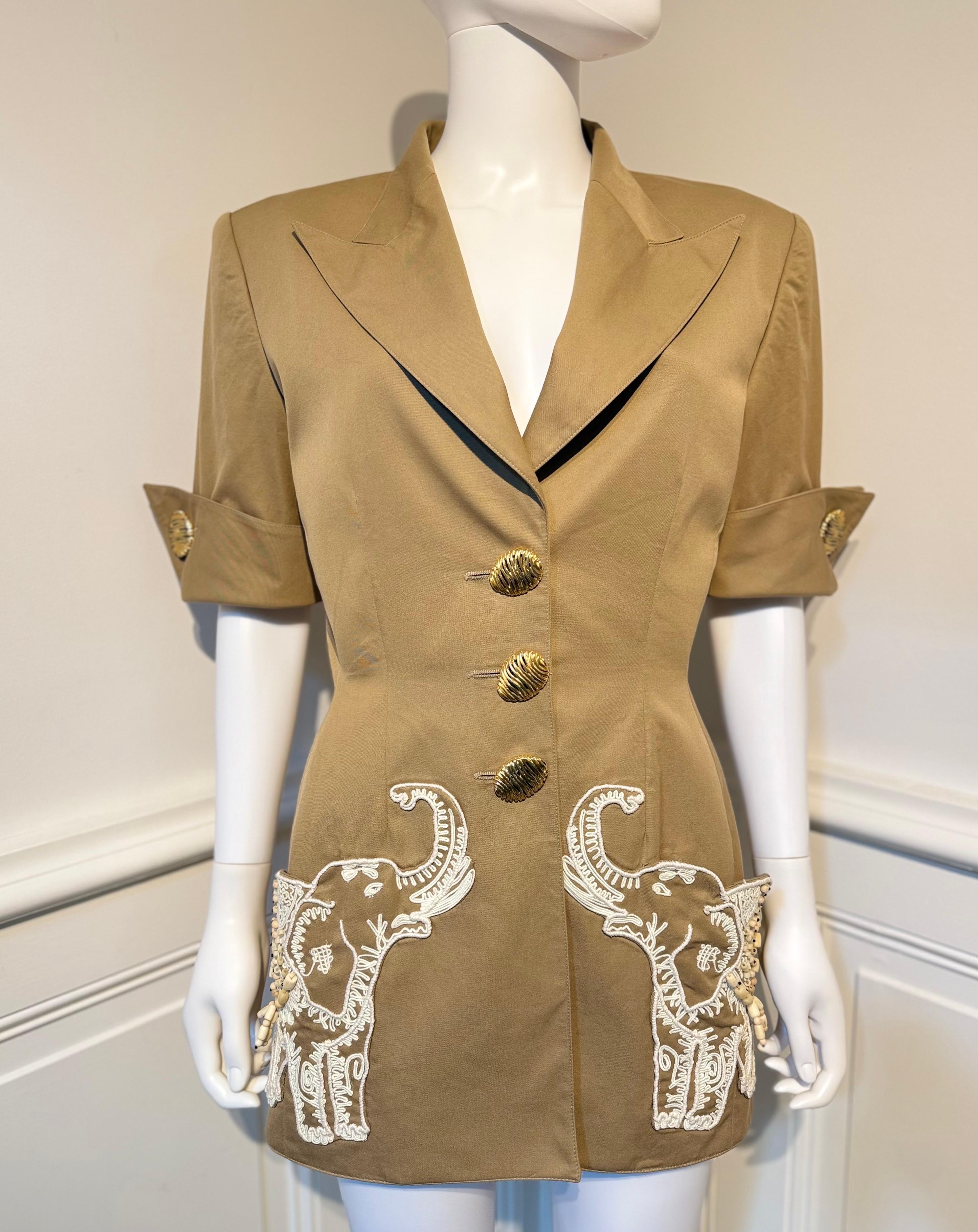 Valentino Garavani Frühjahr/Sommer 1993 erstaunliche Jacke Perlen Details Stickerei (Braun) im Angebot