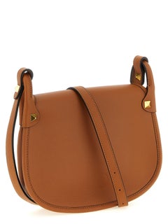 Valentino Garavani Studded Calfskin Shoulder Bag — Brown
