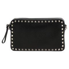 Valentino Garavani Studded Italian Calfskin Crossbody Bag — Black