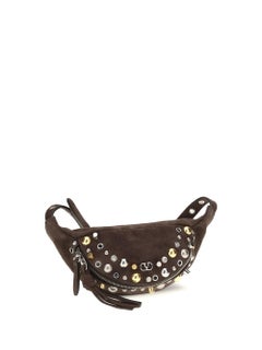 Valentino Garavani Studded Suede Belt Bag — Brown