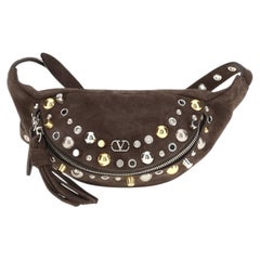 Valentino Garavani Studded Suede Belt Bag — Brown