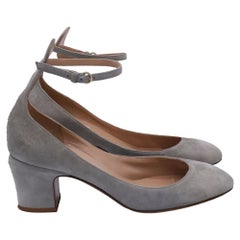 Valentino Garavani Tan-Go Mary Jane Pumps in Grey Suede