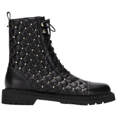 Valentino Garavani The Rockstud Quilted Leather Ankle Boots