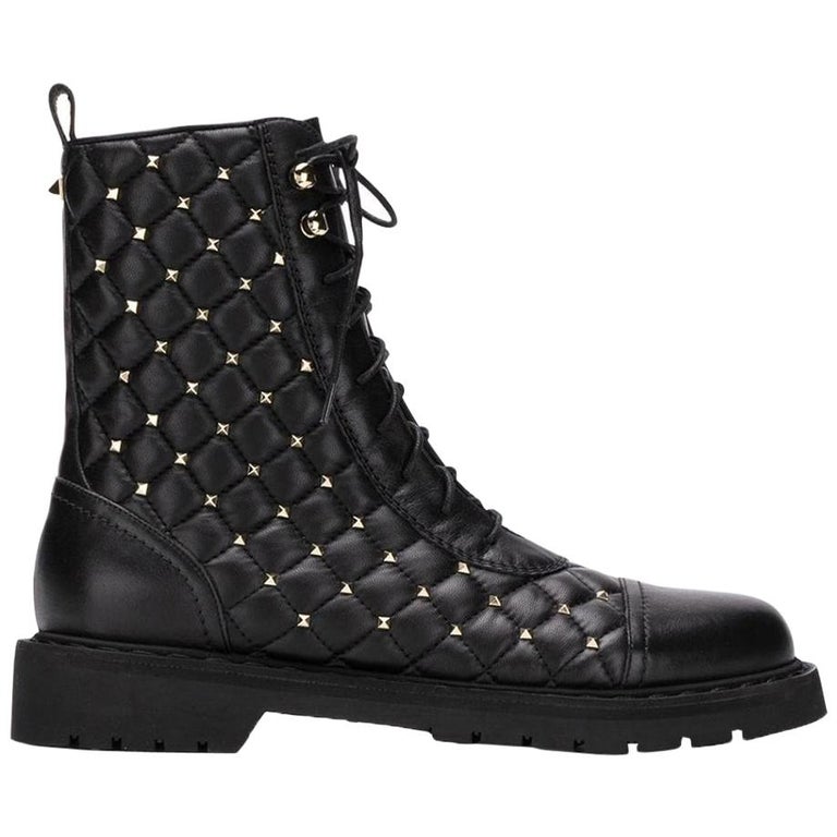 Valentino Garavani The Rockstud Quilted Leather Ankle Boots at 1stDibs