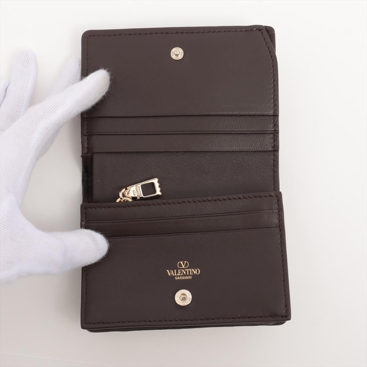 Valentino Garavani Toile Iconographe Bi-fold Wallet Beige×Brown In Good Condition In Humacao, PR