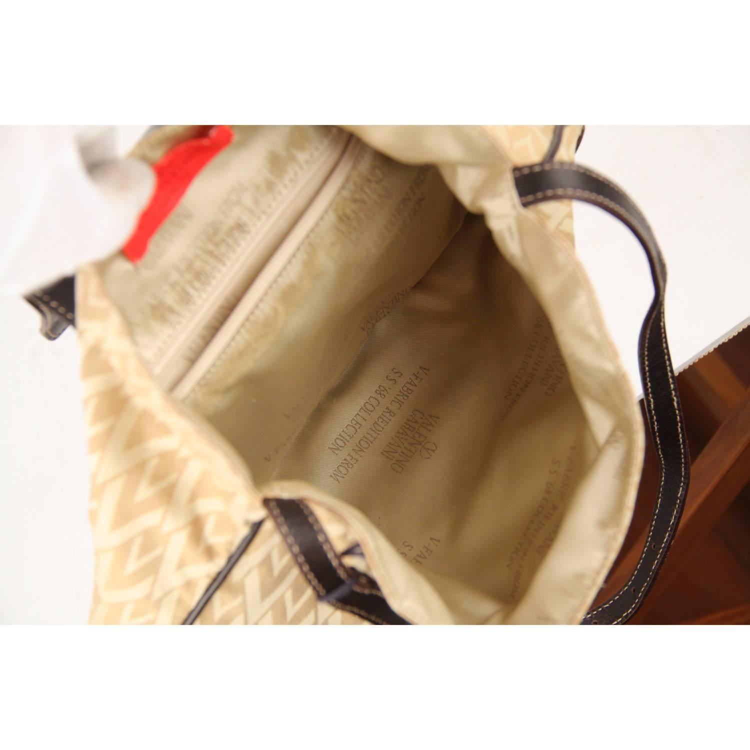 VALENTINO GARAVANI V-fabric Riedition SS '68 Beige Canvas Hobo Bag 1