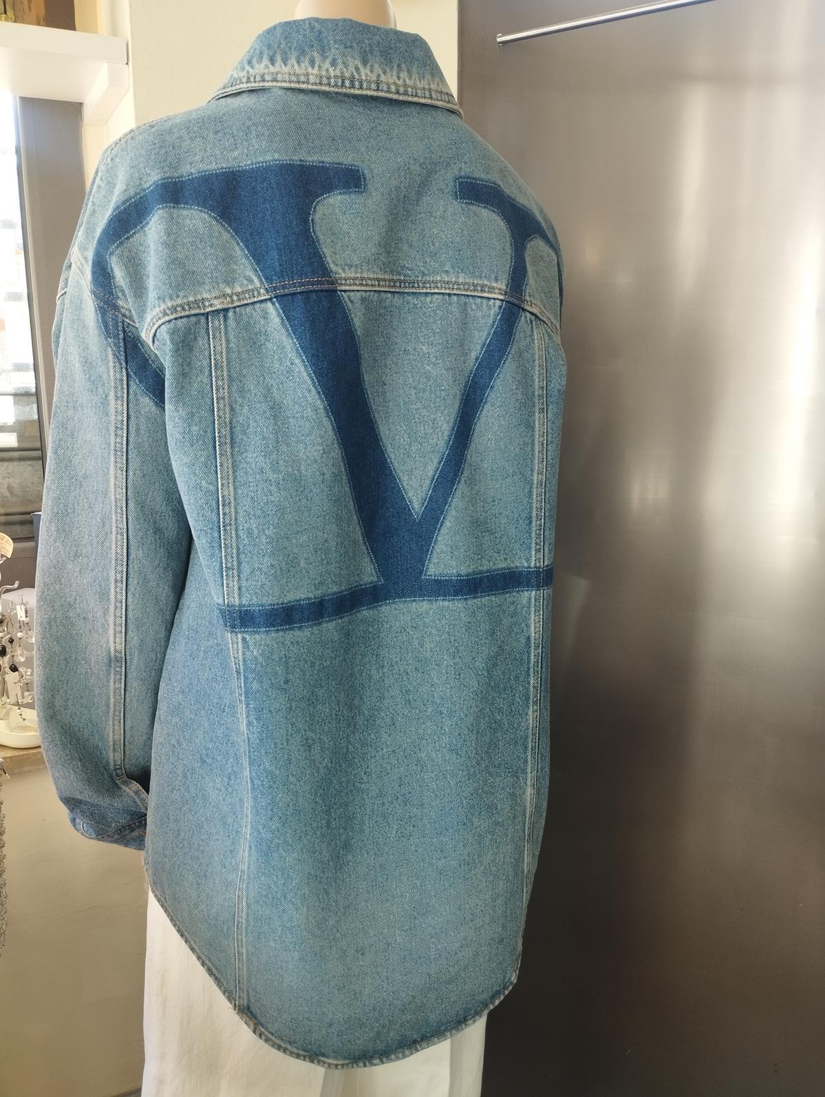 Gray Valentino Garavani V Logo Denim Overshirt IT 52 / XL