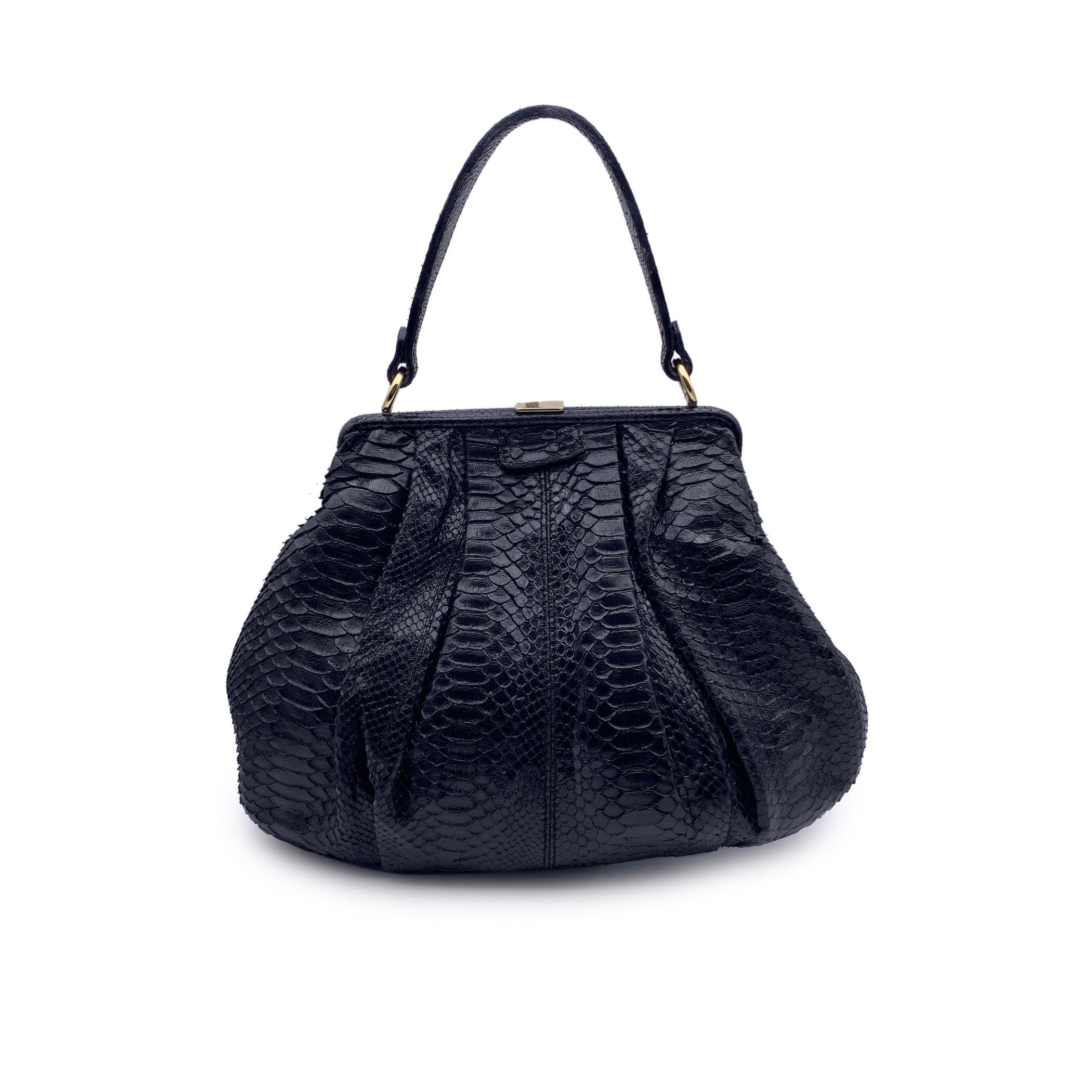 Valentino Garavani Vintage Black Leather V Crystal Logo Large Tote In Good Condition For Sale In Rome, Rome