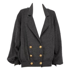 Valentino Garavani Vintage Grey Wool Knitted Cardigan Size XXL