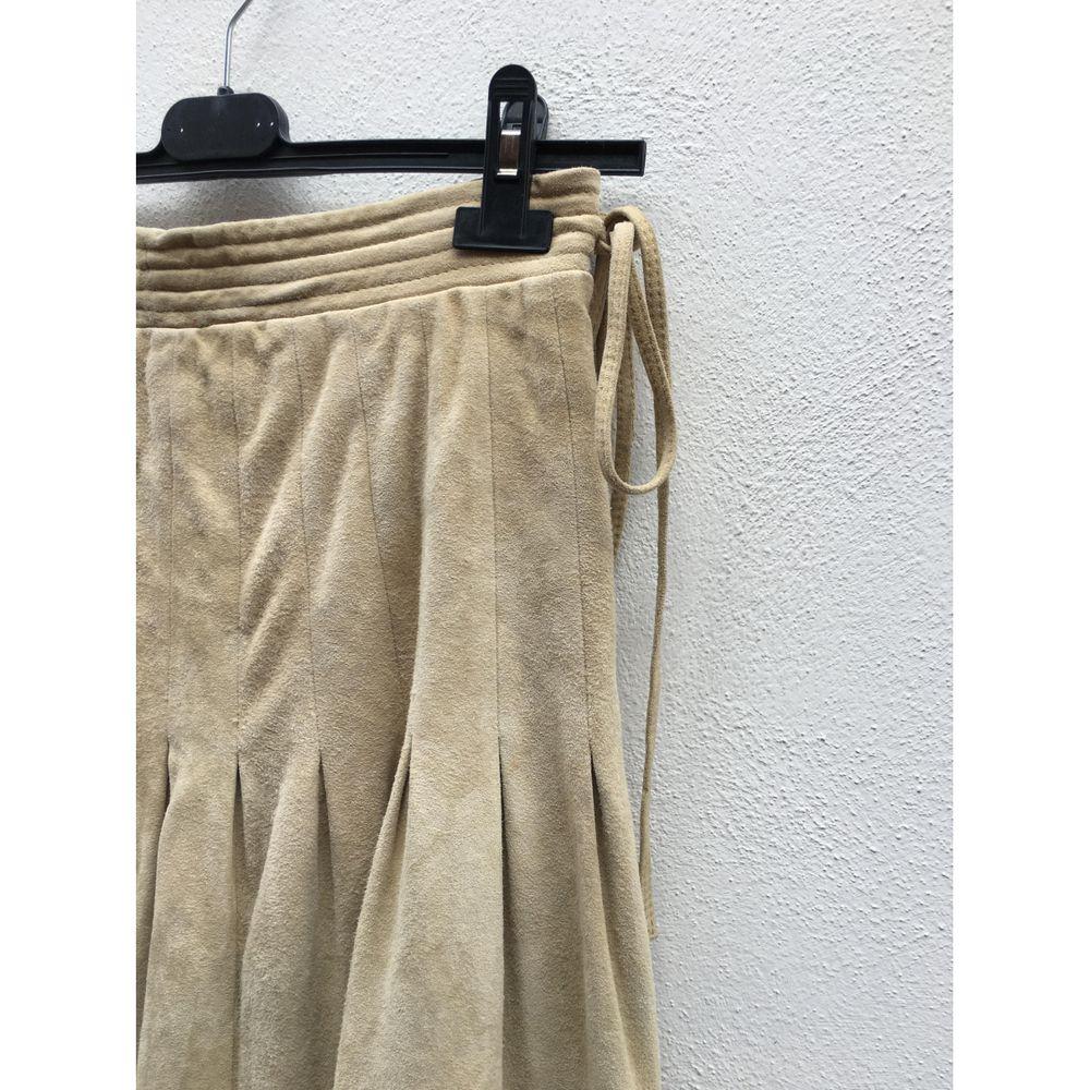 Valentino Garavani Vintage Leather Mid-Length Skirt in Beige 1