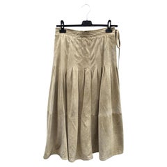 Valentino Garavani Vintage Leather Mid-Length Skirt in Beige