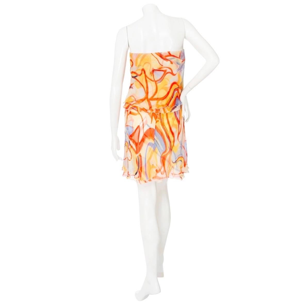 Women's Valentino Garavani Vintage Silk Abstract-Print Strapless Mini Dress (2000s) For Sale