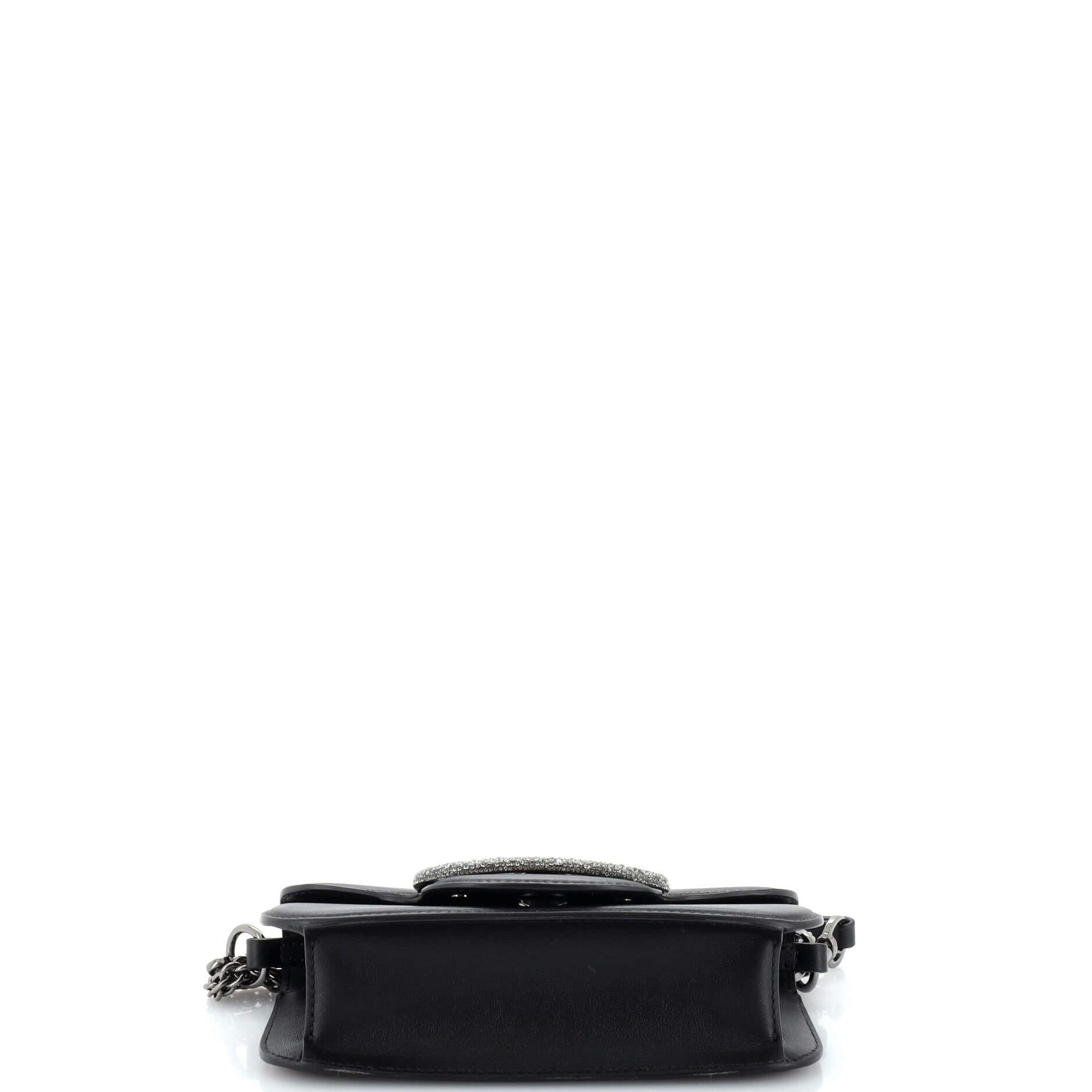 Women's or Men's Valentino Garavani VLogo Loco Flap Shoulder Bag Leather with Crystals Small