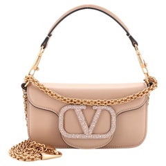 Valentino Garavani VLogo Loco Flap Shoulder Bag Leather with Crystals Small