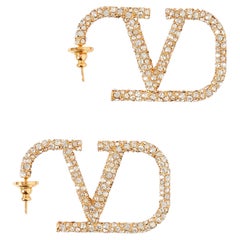Valentino Garavani Vlogo Signature Gold-Tone Metal Crystal Earrings