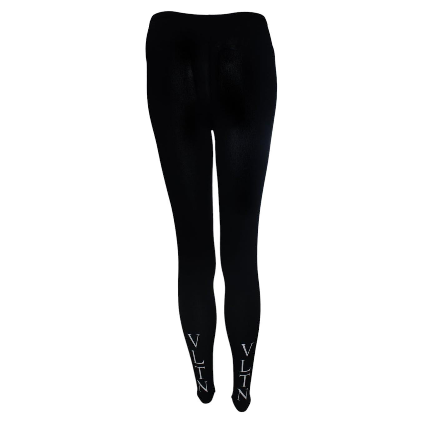 Pre-owned Valentino Garavani, Vltn Intarsia Leggings In Black