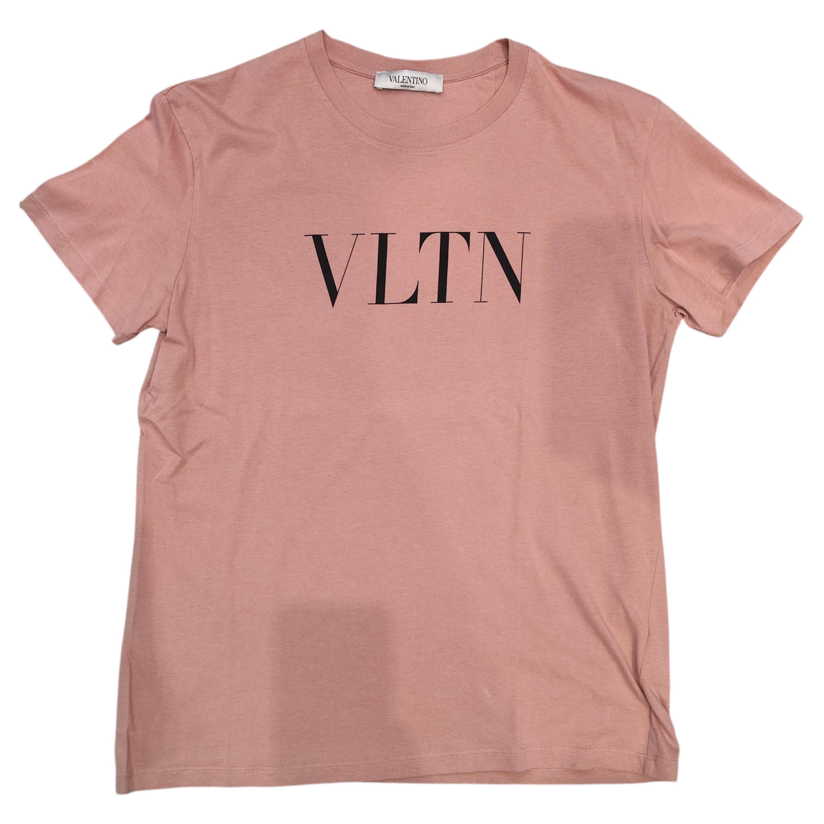 Valentino Garavani Vltn pink cotton t-shirt size S For Sale