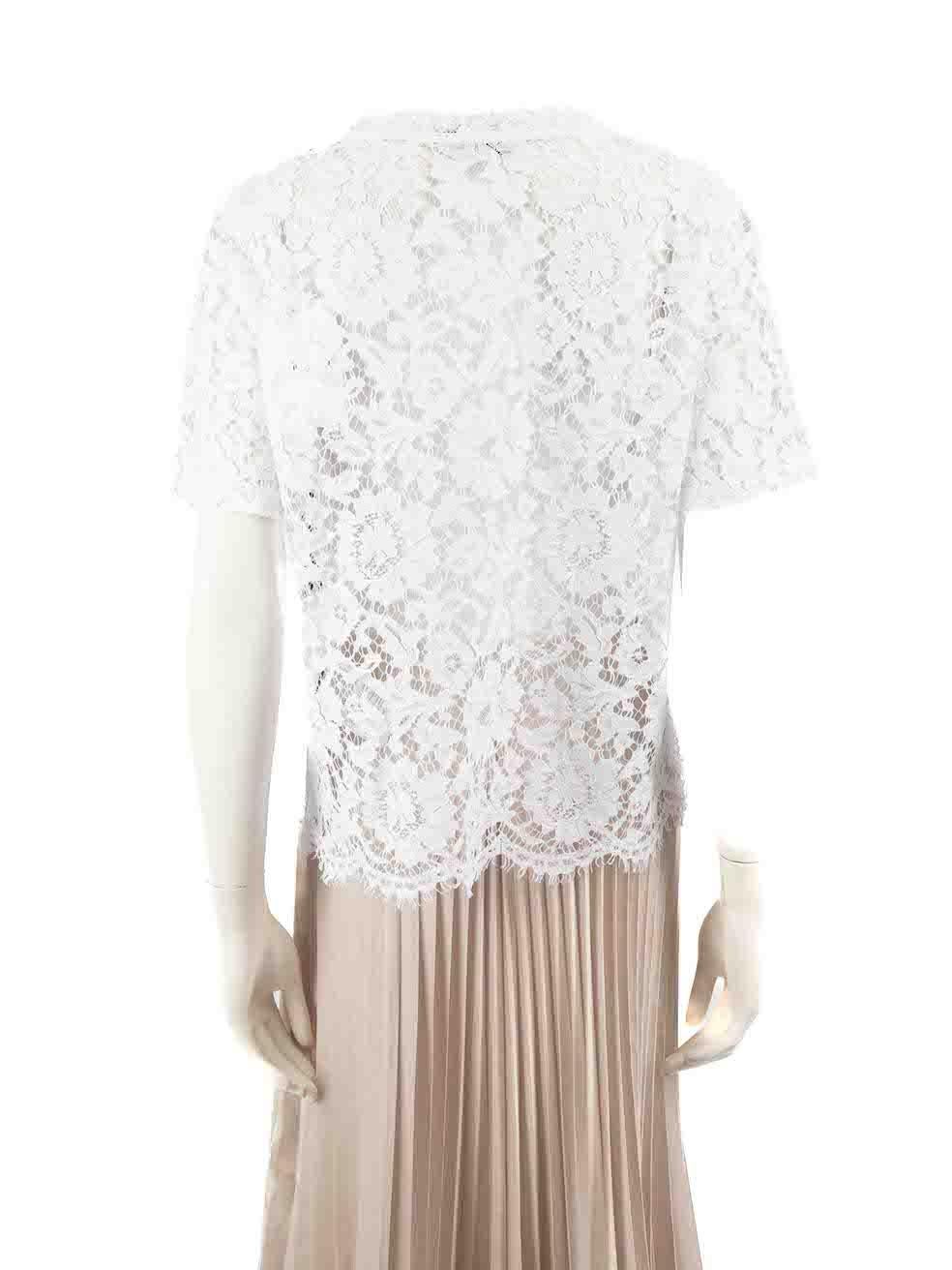 Valentino Garavani White Lace VLTN Print Top Size S In New Condition In London, GB