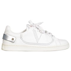 Valentino Garavani White Leather Bacnet Rockstud Trainers Size IT 37.5