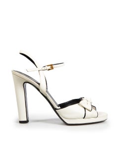 Valentino Garavani White Leather Bow Detail Strappy Sandals Size IT 41