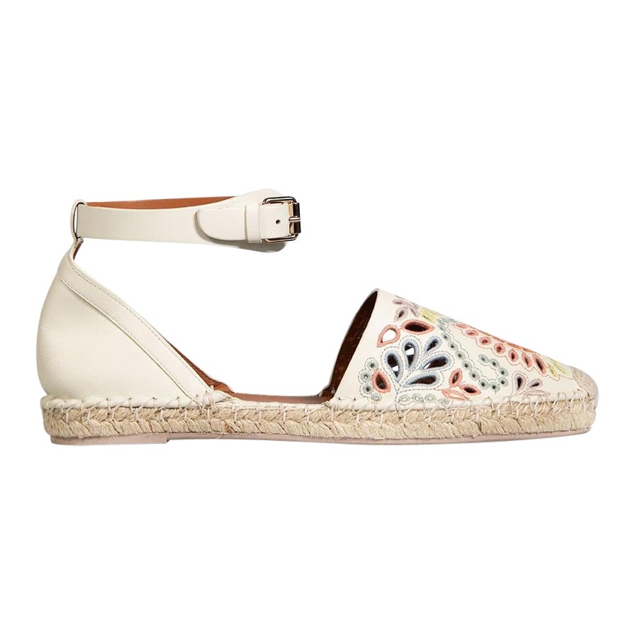 Valentino Garavani White Leather Espadrilles Size IT 39
