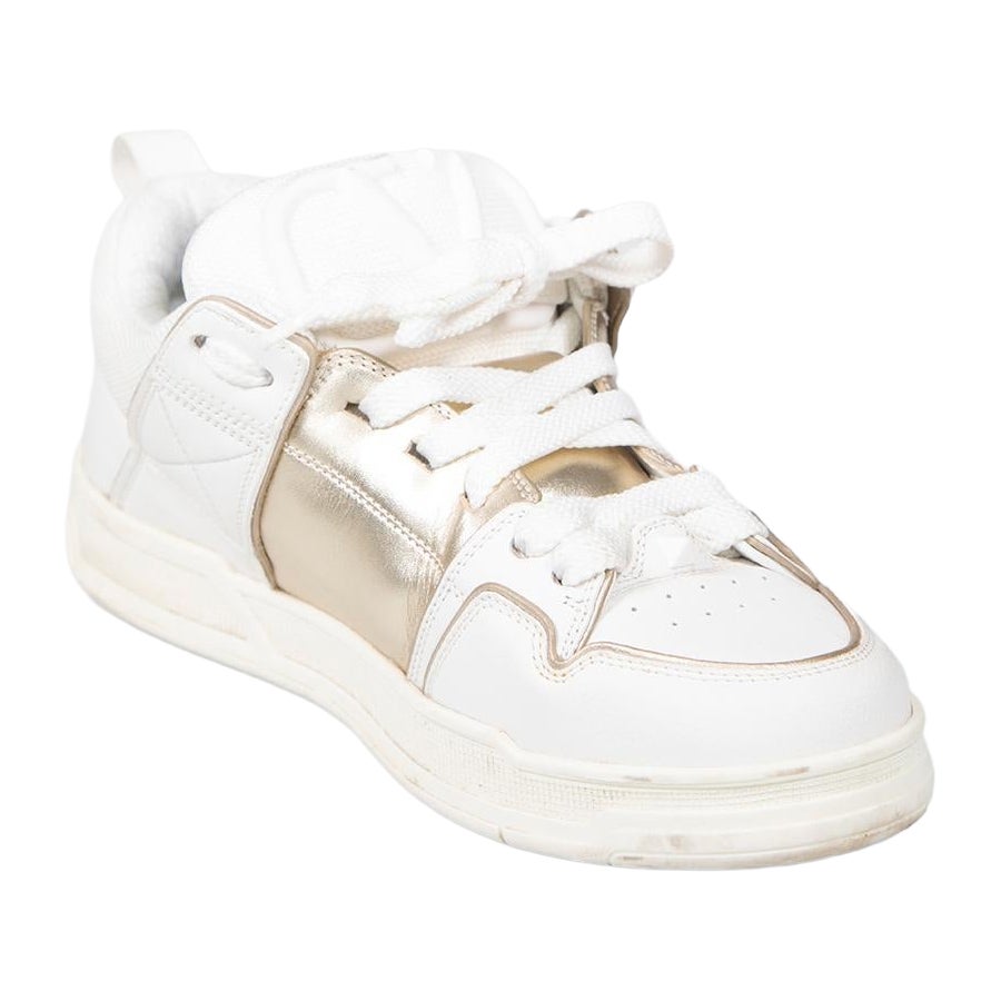 Valentino Garavani White Leather Open Skate Trainers Size IT 38