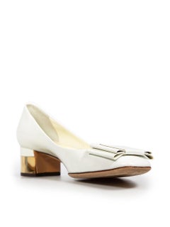 Valentino Garavani White Patent Gold Heel Pumps Size IT 38