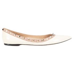 Valentino Garavani White Patent Rockstud Ballet Flats Size IT 38