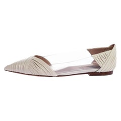 Valentino Garavani White PVC Pleated Leather Pointed Toe Ballet Flats Size 39.5