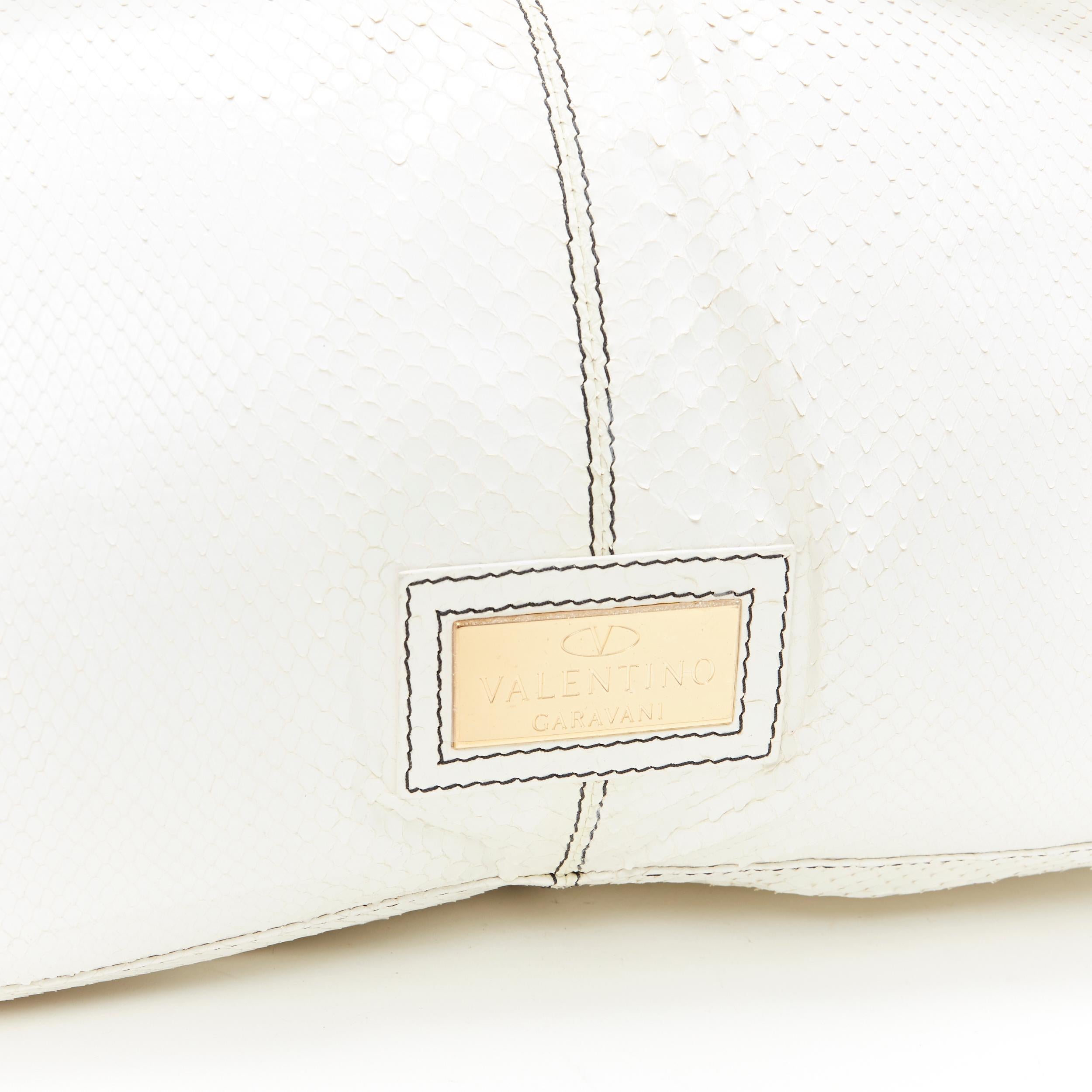 VALENTINO GARAVANI white scaled leather large box top handle large hobo bag 1