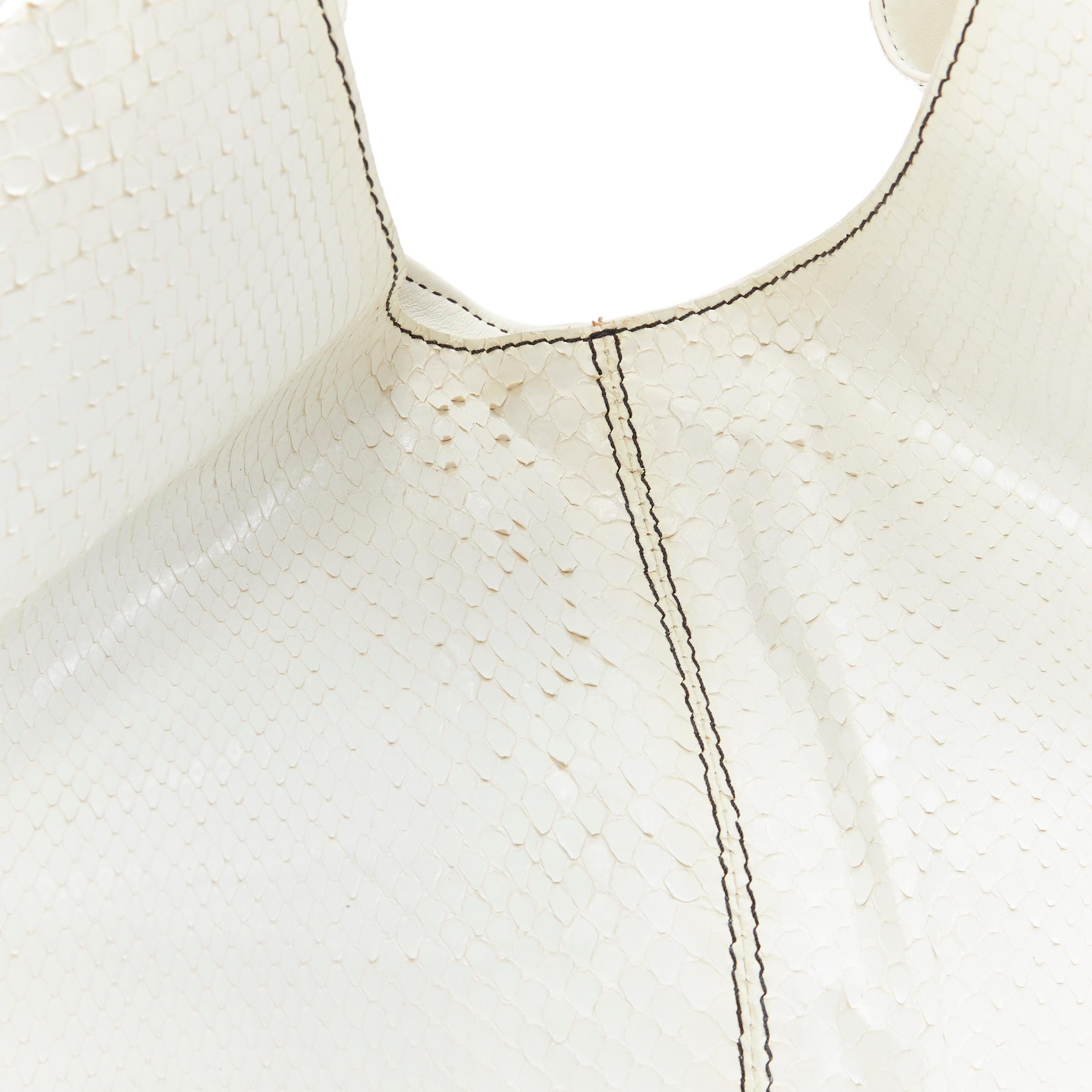 VALENTINO GARAVANI white scaled leather large box top handle large hobo bag 2