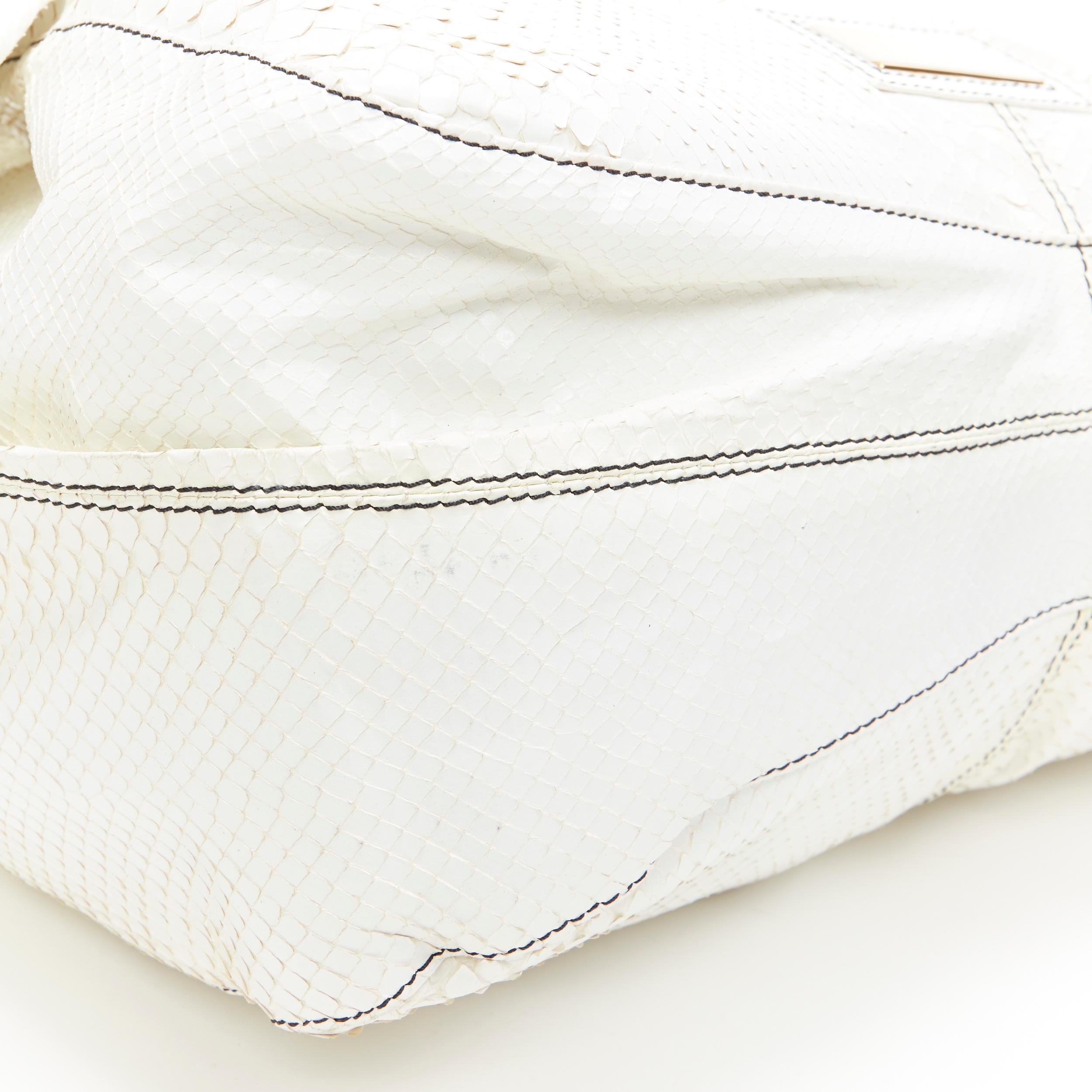 VALENTINO GARAVANI white scaled leather large box top handle large hobo bag 3