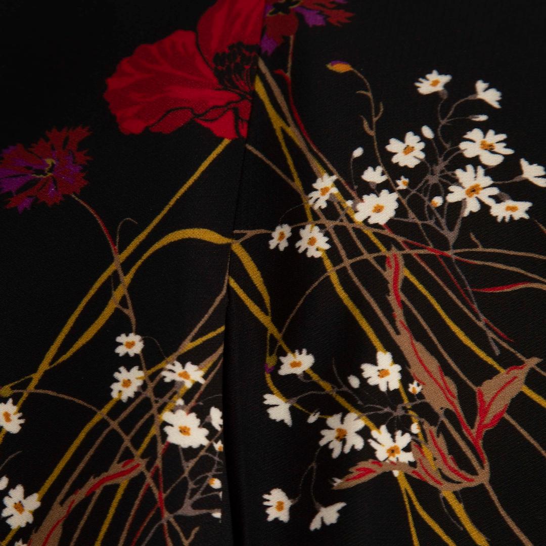 Valentino Garavani Wolle Floral Knielanges Kleid Größe S (Schwarz) im Angebot