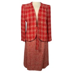 Vintage Valentino Garavani Wool Skirt Suit in Red