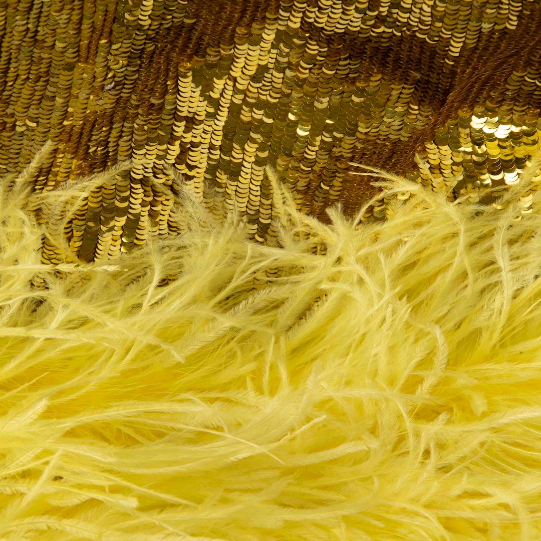 Women's Valentino Garavani Yellow Feather-Trimmed Sequinned Mini Dress Size XXS For Sale