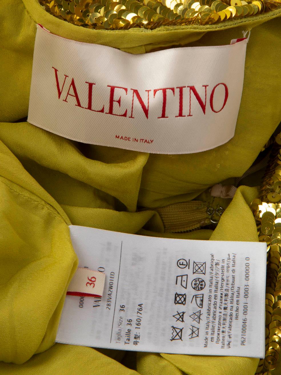 Valentino Garavani Yellow Feather-Trimmed Sequinned Mini Dress Size XXS For Sale 1
